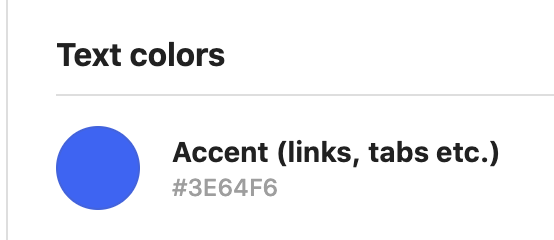Accent color picker in the Styleguide settings