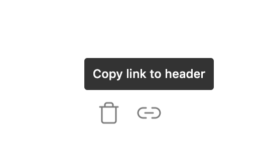 Copy link to header function hovered over