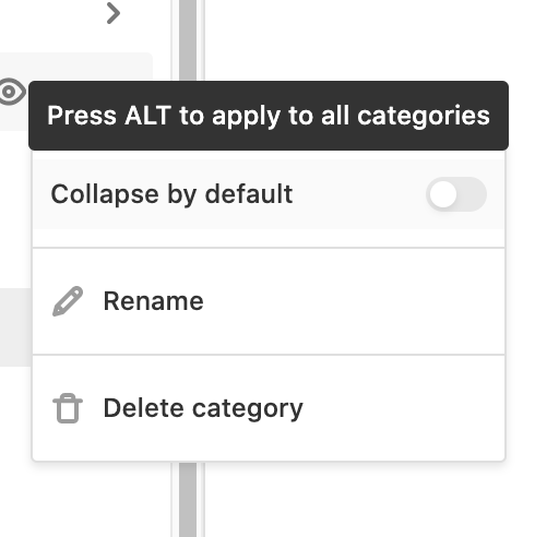 Press ALT to collapse all categories