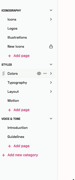 Gif showing how to move categories