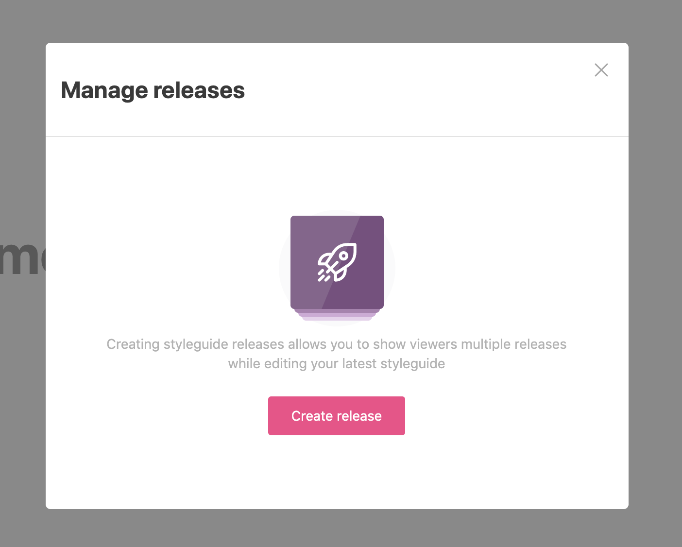 Manage releases window with no releases