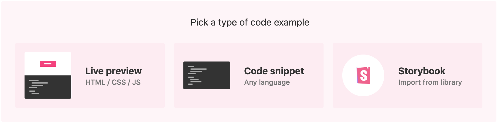 Code examples that you can add in zeroheight.