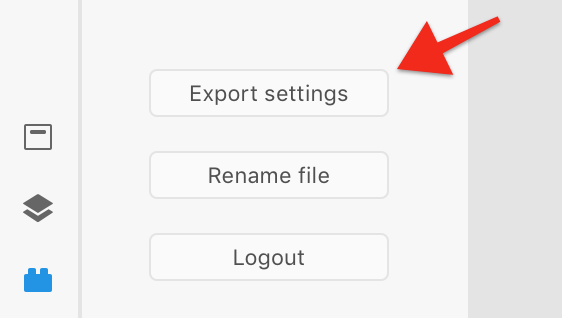 Arrow pointing to the Export settings